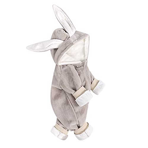 Baby Kaninchen Ohr Zipper Romper Neugeborenen Mit Kapuze Bunny Body Jungen Overall Mädchen Playsuits (F Grey,0-3 monate)