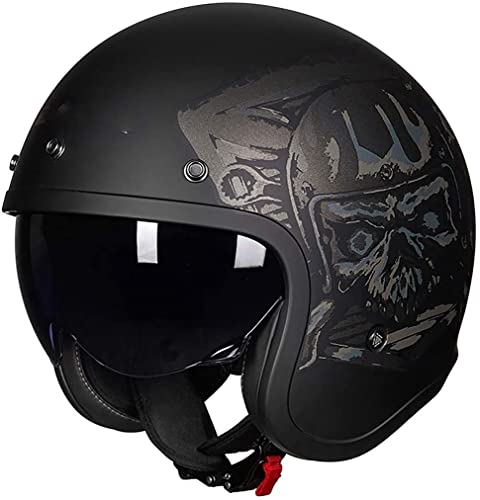 ZLYJ Offener Motorradhelm Mit Herunterklappbarer Sonnenblende, Scooter-Motorrad-Retro-Helm, Atmungsaktiver Pilot Jet Helm, ECE-Standards E,XXXX-Large