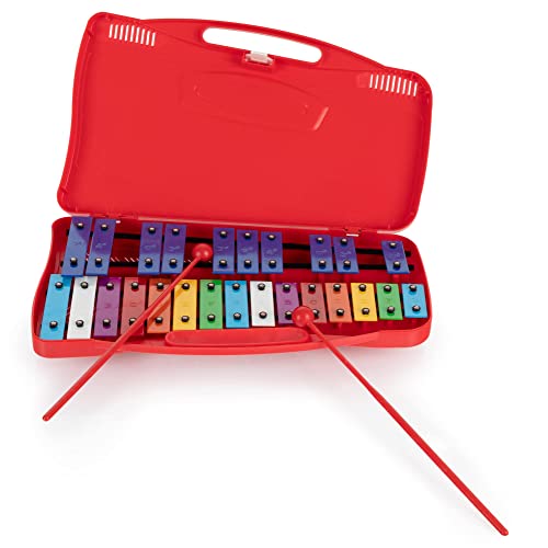 Classic Cantabile GSR-25 Sopran Glockenspiel - Kinder Xylophon mit 25 Tönen - Inklusive praktischem Tragekoffer und Schlägeln - Rot