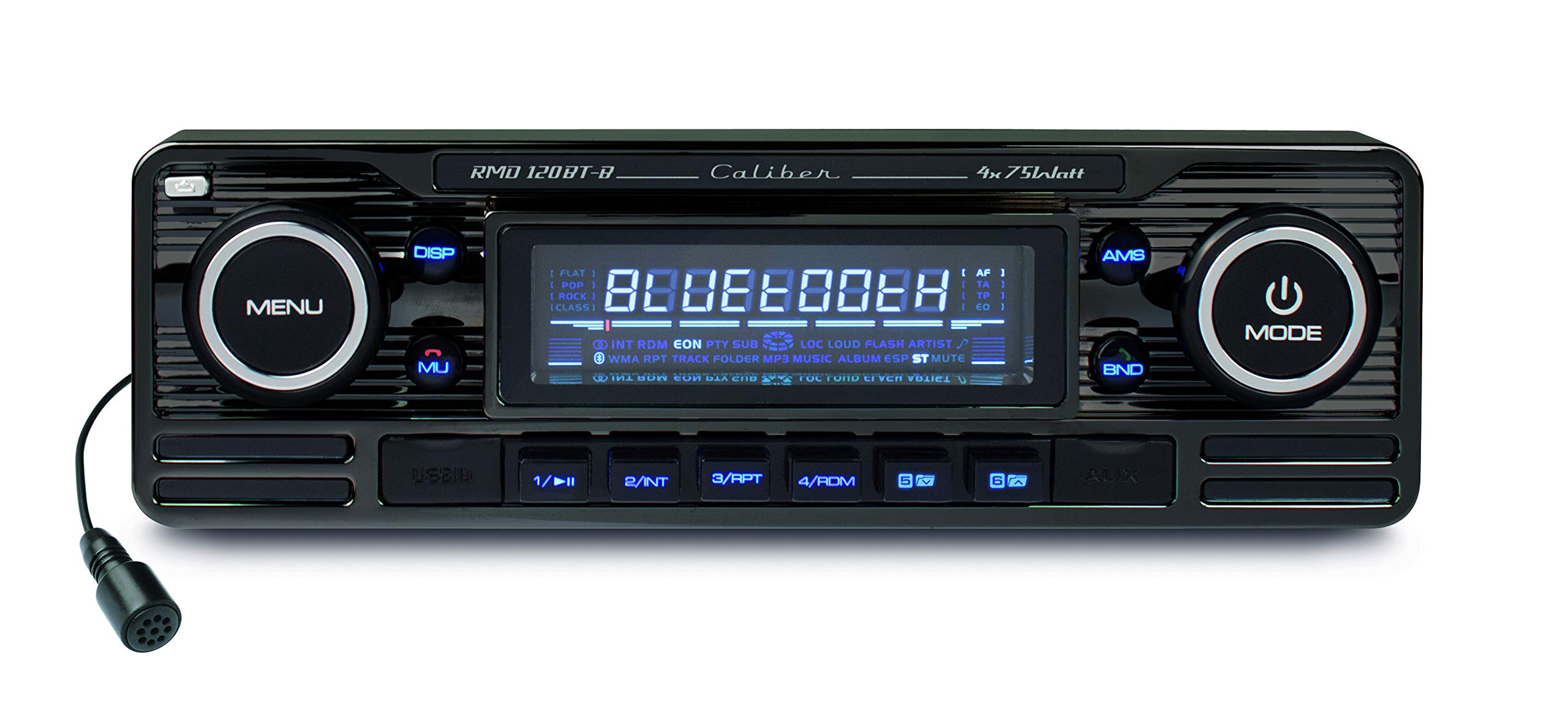 Caliber Retro Autoradio - Auto Radio Bluetooth USB - FM - 1 DIN Radio Auto - Autoradio mit Bluetooth Freisprecheinrichtung - Schwarz