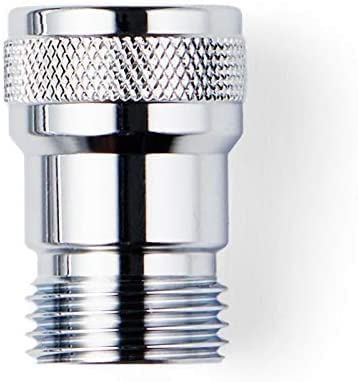 Preval® Duschventil vollversilbert Dusch-Wassersparer Wassersparventil 1/2" IG (Wassereintritt) x 1/2" AG (Wasseraustritt) mit versilberte Düse (2,7 mm) versilberter Gewindeplatte