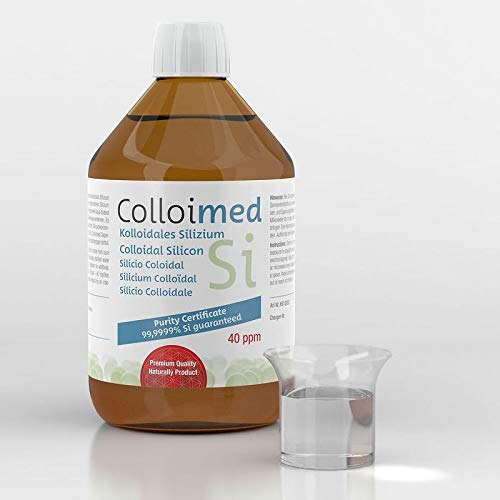 Colloimed Kolloidales Silizium 40ppm hoch konzentriert Reinheitsstufe 99,9999% in brauner Apotheker-Glasflasche 500ml (Silizium-40ppm, 500ml)