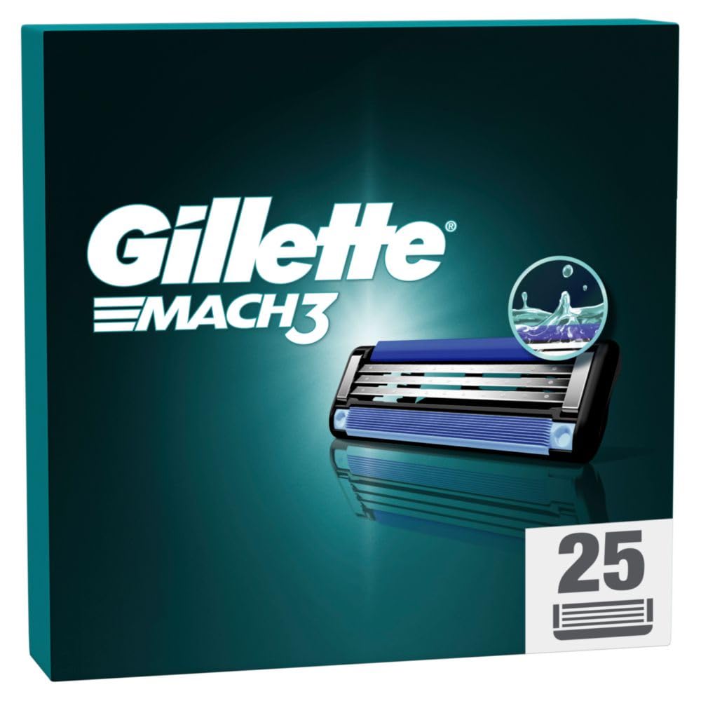 Gillette Mach3 Rasierklingen für Rasierer, 25 Ersatzklingen für Nassrasierer Herren mit 3-fach Klinge