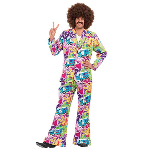 Fun Shack Lila Hippie Kostüm für Herren, 70er Jahre Anzug, Faschingskostüm Erwachsene - XL