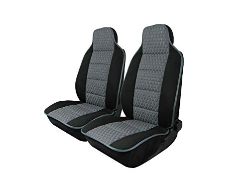 2x Sitzauflage Sitzkissen PKW Sitzchöner Sitzmatten Rückenkissen Grau Kunstleder + Stoff