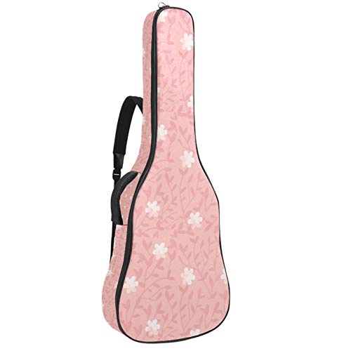 Gitarrentasche mit Reißverschluss, wasserdicht, weich, für Bassgitarre, Akustik- und klassische Folk-Gitarre, kleine weiße Weide, Rosa