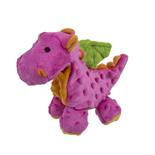 goDog Bubble Plush Dragons Quietschendes Hundespielzeug, Kauschutz-Technologie, Hot Pink, Größe S