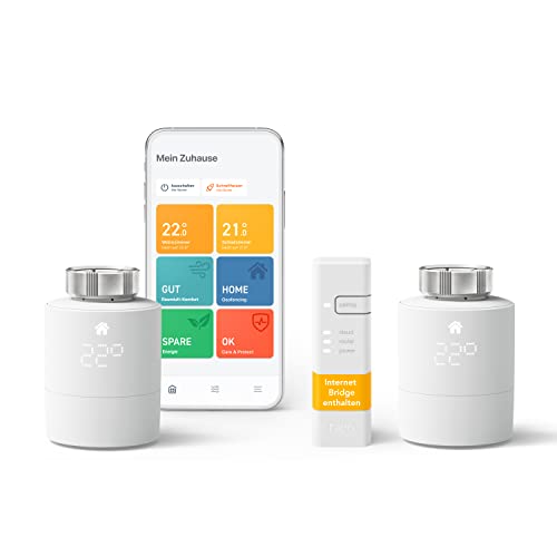 tado° Smartes Heizkörper-Thermostat - Starter Kit V3+, enthält 2x Smartes Heizkörper-Thermostat -Intelligente Heizungssteuerung, Einfach zu installieren, kompatibel mit Alexa, Siri & Google Assistant