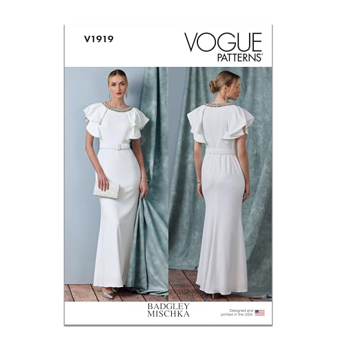 Vogue Schnittmuster-Set für Damenkleid mit Gürtel von Badgley Mischka, Design-Code V1919, Größen 36-38-40-42-44