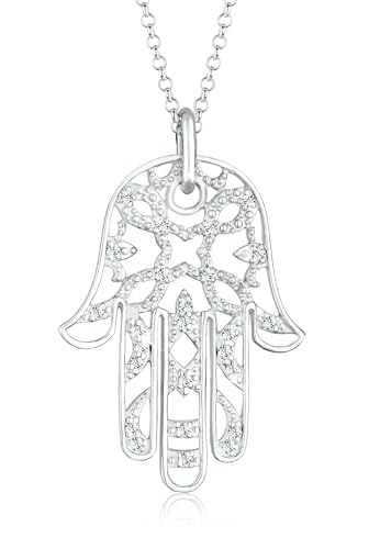 Elli Premium Halskette Hamsa Hand Swarovski® Kristalle 925 Silber