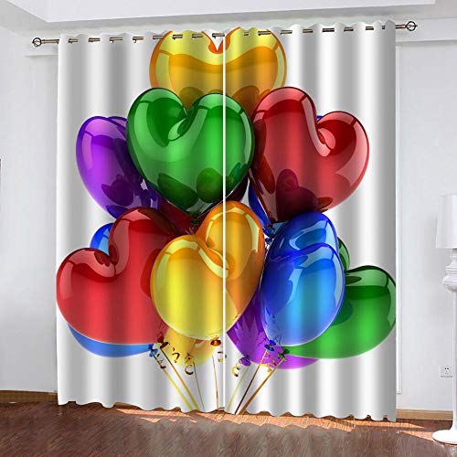 Verdunkelungsvorhänge Bunte Luftballons 2 Platten × Breit140cm × Hoch180cm thermo Blickdichte Gardinen Vorhang mit Ösen für Schlafzimmer wohnzimmer Geräuschreduzierung