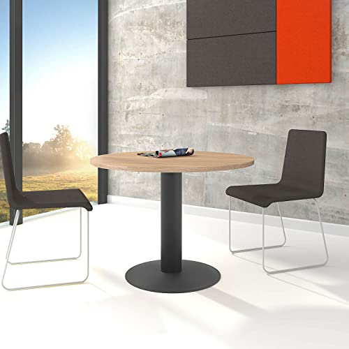 Weber Büro Optima runder Besprechungstisch Esstisch Küchentisch Tisch Bernstein-Eiche Rund Ø 100 cm