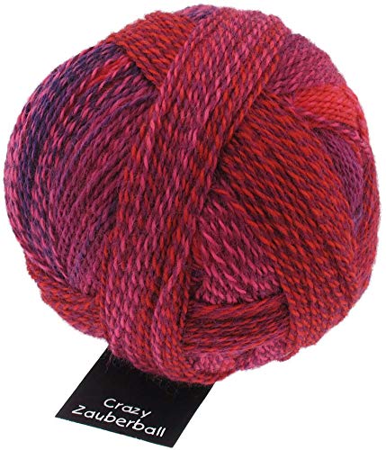 Schoppel Zauberball Stärke 6, Farbe 2095 Indisch Rosa, 150 Gramm, bunte, dicke Sockenwolle 6-fädig mit Farbverlauf, Socken stricken, häkeln