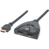 Manhattan 2-Port HDMI-Switch (HDMI 1.3, 2 Ports, integriertes Kabel, 1080p) schwarz 207416