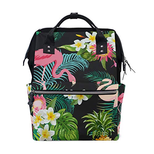 WowPrint Wickeltasche Pink Flamingo Tropical Palm Windeltasche Große Kapazität Organizer Multifunktions Reise Rucksack für Babypflege