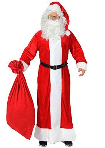 Foxxeo Premium Weihnachtsmann Kostüm mit Mantel für Herren - Größe XL-XXL