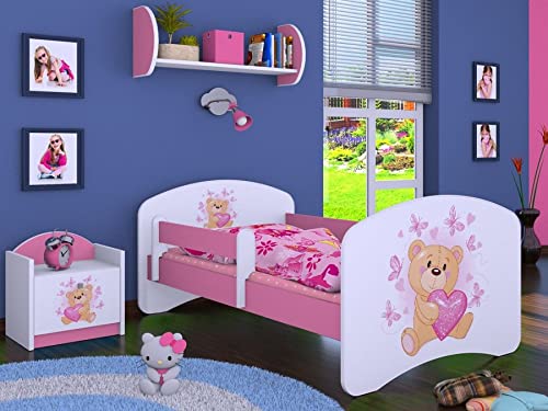 3-teiliges Set Jugendzimmer Kindermöbel Zimmermöbel 160 x80 (Verliebter Bär rosa)
