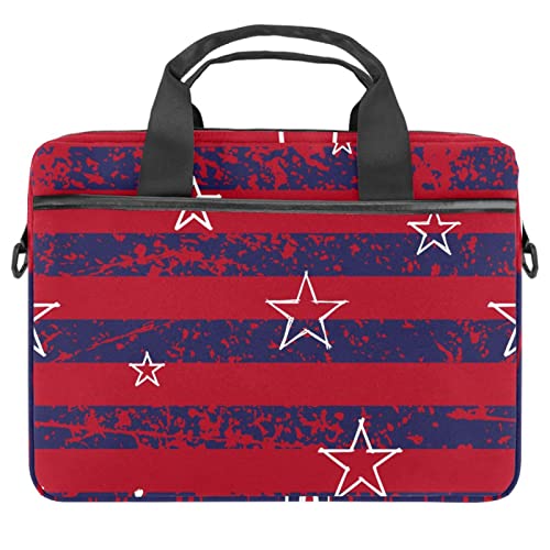 Laptop-Schultertasche, Umhängetasche, Umhängetasche, Streifen, Weiß, Sterne, USA-Flagge, Farbe: Rot / Marineblau, mehrfarbig, 11x14.5x1.2in /28x36.8x3 cm
