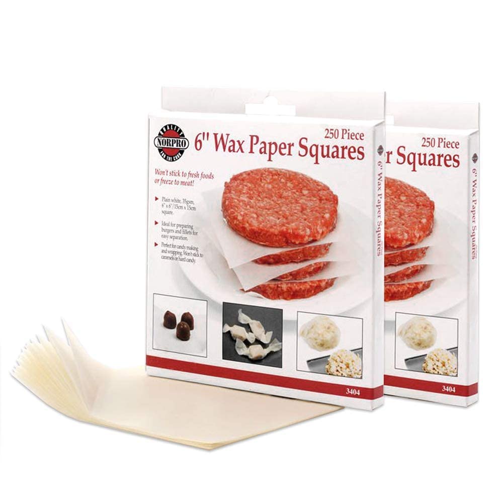 Norpro 3404 White Square 6" Wax Papers Burgers Filets Meat 250-Count (2-Pack)