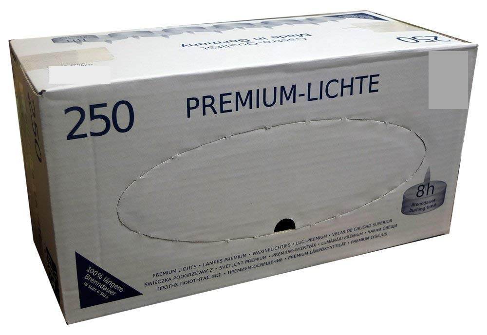 250 St. Teelichte , 8 Std. Brenndauer, Ø 38 mm, " Nightlights", Premium-Qualität im Aluminiumbecher , Hillfield®
