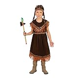 Guirca 82720 Indianer-Kostüm für Mädchen, Farbe Braun, 5-6 Jahre (110-115 cm),
