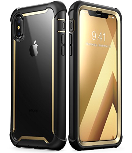 i-Blason iPhone XS Hülle iPhone X Hülle [Ares] Handyhülle 360 Grad Bumper Case Robust Schutzhülle Clear Cover mit integriertem Displayschutz 5.8 Zoll, Gold