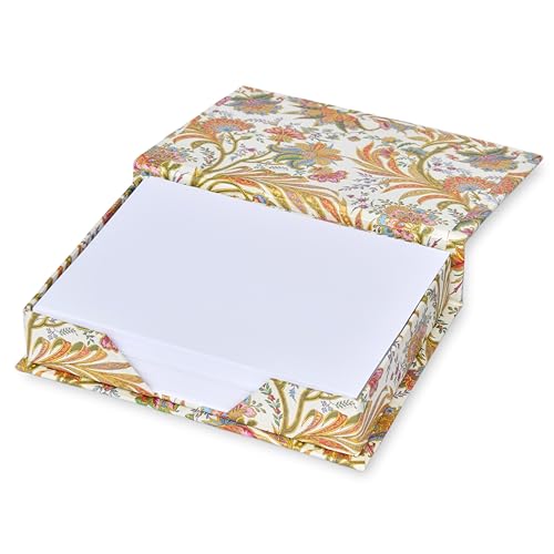 libralides Zettelkasten aufklappbar, Zettelbox nachfüllbar, Florentiner Papier Cipro mit Goldprägung, 15x11x3,5cm, ca.150 Blatt, schönes Box für Notizzettel