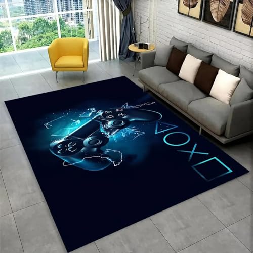 18meng Art Modern Gaming Teppich 150x210cm Gamer Controller Teppich Jugendzimmer Jungen Graffiti Spielkonsole Teppiche für Wohnzimmer Schlafzimmer Spielraum Dekor Teppiche