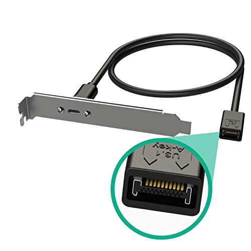 LINKUP - USB3.2 Gen2 2x2 20Gbps USB-C Typ Interne Panel Kabelmontage Motherboard Header Erweiterungsadapter┃20-Pin-A-Key-Stecker mit Abdeckung auf USB-C-Buchse mit PCI-Halterung - 40cm