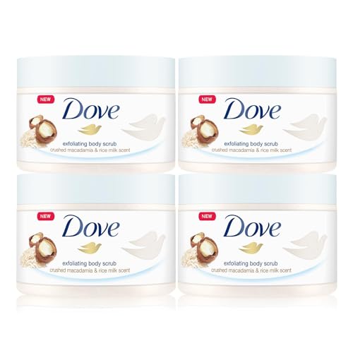 Dove Creme-Dusch-Peeling Macadamia & Reismilch, 4er Pack (4 x 225 ml)