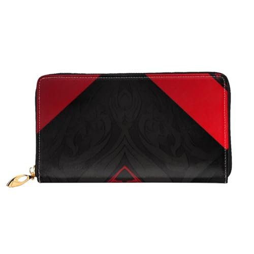 YoupO Rot Schwarz Geldbörse für Frauen Leder Geldbörse mit Reißverschluss Münztaschen Mode Handtasche Tasche, Schwarz , Einheitsgröße