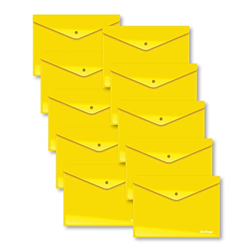 Berlingo Dokumententasche, A4 Format, PP, 100 Blatt, 180 Mikron, Druckknopf Verschluss (horizontal, gelb glänzend)