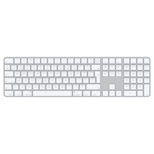 Apple Magic Keyboard mit Touch ID und Ziffernblock: Bluetooth, wiederaufladbar. Kompatibel mit Mac Computern Chip; Niederländisch, Weiße Tasten