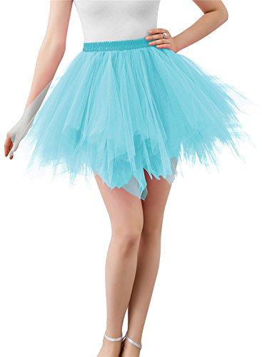 Karneval Erwachsene Damen 80's Tüllrock Tütü Röcke Tüll Petticoat Tutu Hellblau