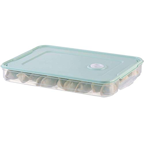 zaizai Wonton-Box Lebensmittelkonservierung Tablett Knödel Aufbewahrungs-Organizer-Box mit Deckel Haushaltskühlschrank-Aufbewahrungsbox-Green||1layer
