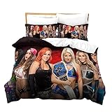 HEYBIG WWE World Bettwäsche-Set Für Kinder,echtes Wrestling-Schlafzimmer-Merchandise-Produkt,-Bettdeckenbezug Für Jungen Und Mädchen (A02,135x200cm+80x80cmx1)
