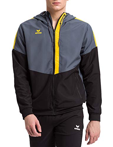 Erima Herren Squad Tracktop Trainingsjacke, Slate Grey/Schwarz/Gelb, M