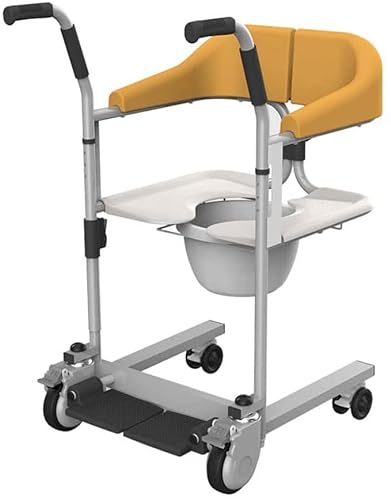 Patientenlift Rollstuhl für Zuhause, tragbarer Transferstuhl Rollstuhl-Hebehilfe W/180° geteilter Sitz, Badezimmer-Rollstuhl, Nachttischkommode W/Töpfchen für Krankenpflege, Behinderte, ältere