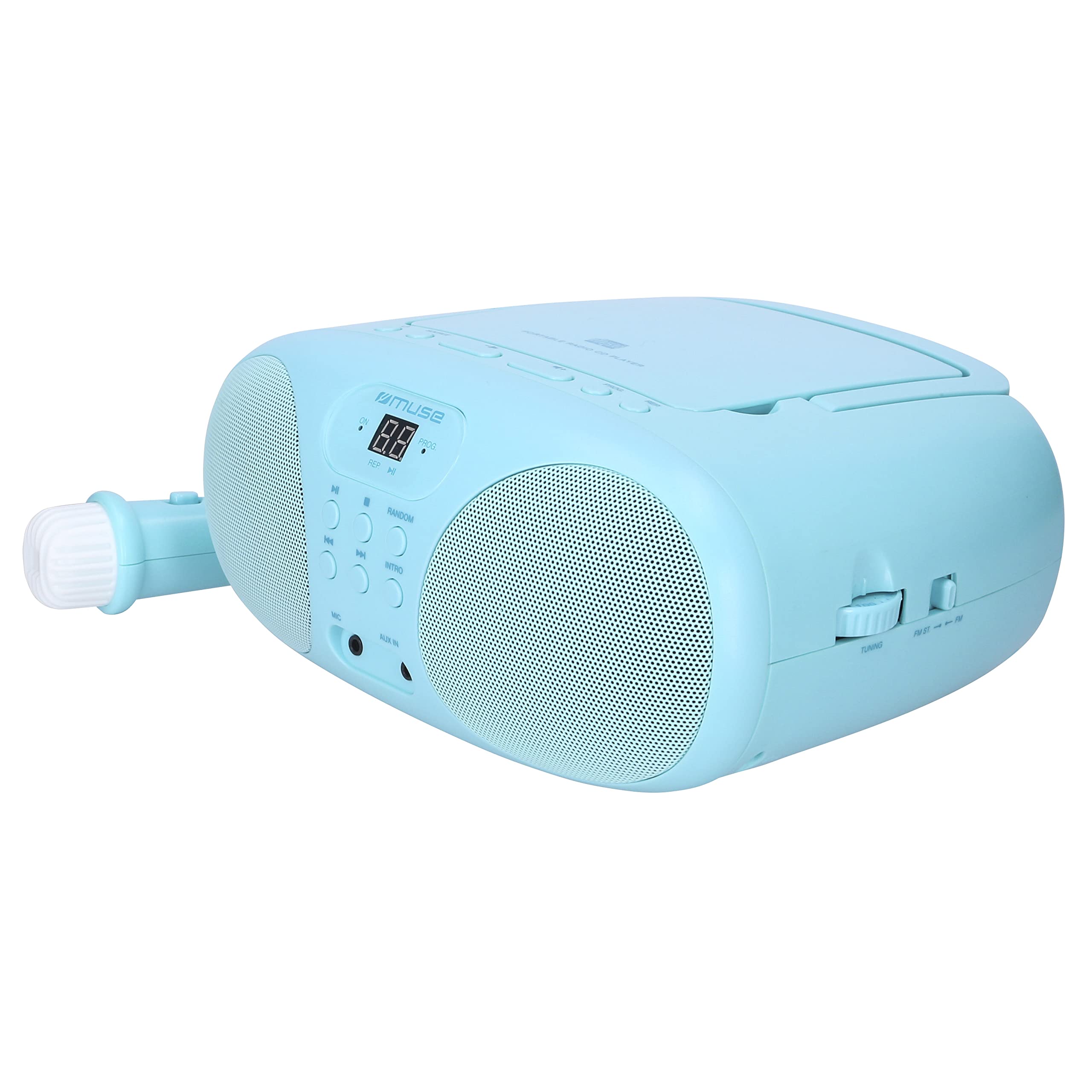 Muse M-203 KB CD-Player und FM-Radio | für Jungen in blau | tragbar mit Griff | Aux-Anschluss | batteriebetrieben oder mit Netzkabel