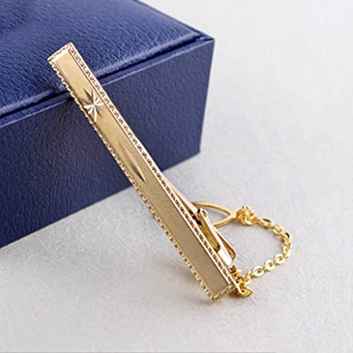 QZH Krawattennadel für Herren, formelle Kleidung, Krawattenkette, Goldclip, Geschenkbox, Muster, Krawatte, Hemd, Business-Clip (Stil 3)