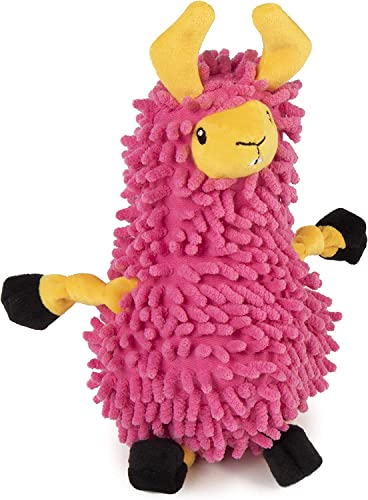 goDog Llamas Noodle Quietschendes Plüsch-Hundespielzeug, Kauschutz-Technologie, Rosa, Größe S