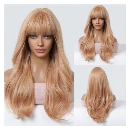 Braune blonde Highlight-Synthetik-Perücke, tief gewellte Perücken mit for Frauen, Afro-Halloween, hitzebeständiges Haar (Farbe : WL1145-1)