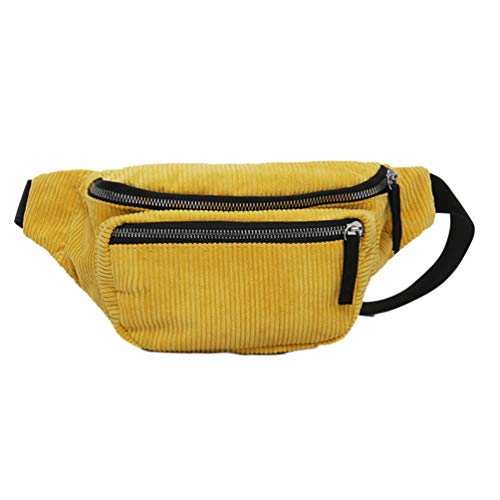 Fenical Gürteltasche Cord Gürteltasche mit Reißverschluss Brusttasche Tragetuch Reiserucksäcke für Mädchen Frau Damen - gelb