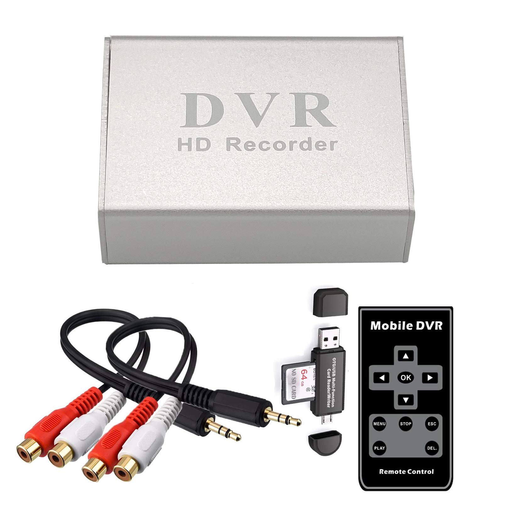 GRACETOP Mini-DVR Videorekorder/Video-AV-Aufnahme, unterstützt Video auf TF/SD-Karte, mit Fernbedienung und Netzteil 5 V 2 A, kein Computer erforderlich