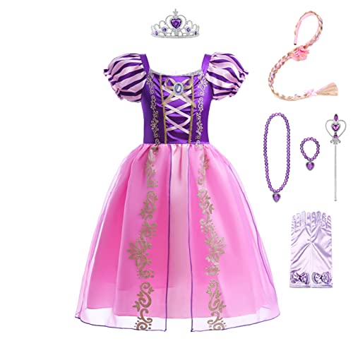 Lito Angels Prinzessin Rapunzel Kostüm Kleid mit Zubehör für Kinder Mädchen, Halloween Karneval Party Verkleidung, Größe 13-14 Jahre 164, Lila