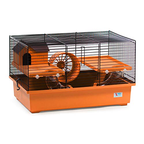 decorwelt Hamsterkäfige Orange Außenmaße 49x32,5x29 Nagerkäfig Hamster Plastik Kleintier Käfig mit Zubehör