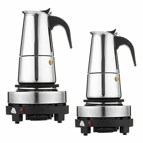 Bazargame Elektrische Kaffeemaschine Espressokocher Edelstahl 200ml/300 ml Espressomaschine Mokka Espresso Kanne Elektroherd (300ML)