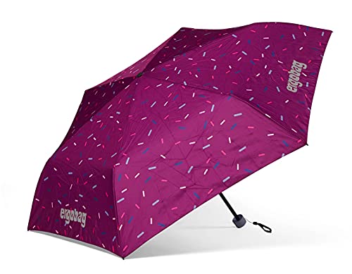 ergobag Regenschirm Kinderschirm für die Schultasche, ultraleicht und klein mit Tasche, Ø90 cm Der NussknackBär - Lila