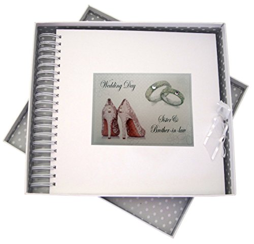 WHITE COTTON CARDS Tag, Sister and Brother-in-Law. Karte & Speicher Buch, Schuhe und Hochzeit Ringe Design, Board, weiß, 27 x 30 x 4 cm
