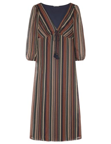 SPRINGFIELD Damen Striped Structured midi Dress Kleid, Dark_Khaki, L